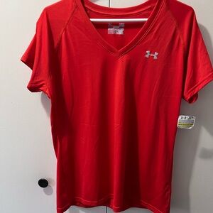 Under Armour Women's Bright Red V-Neck Tee